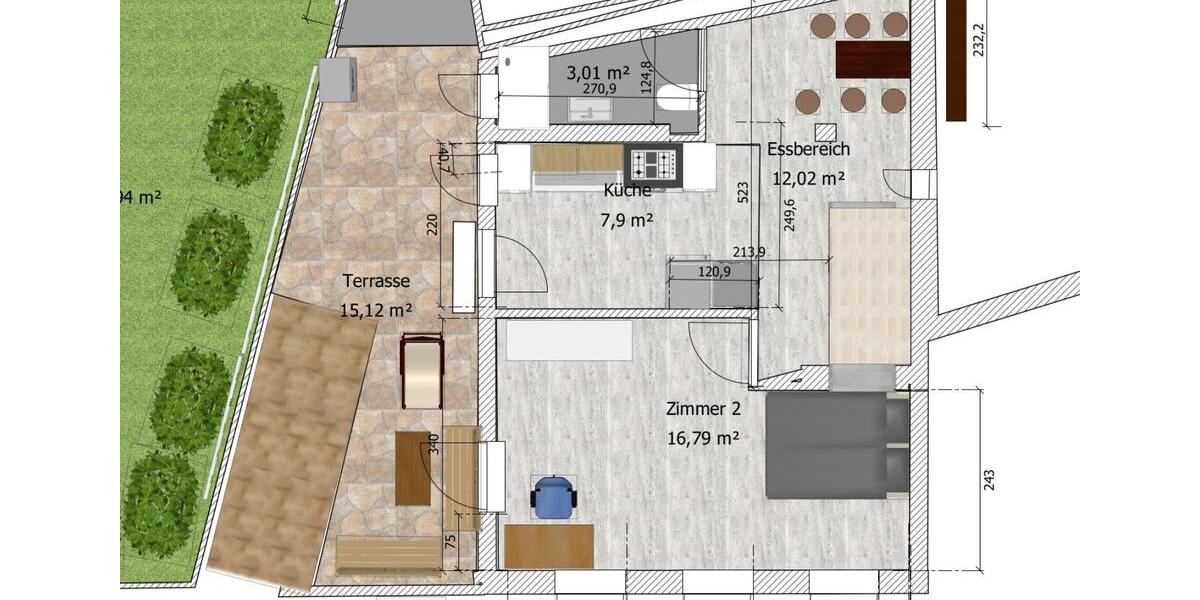 Etagenwohnung Tübingen Derendingen - 1 Zimmer, 15 m&sup2;, 360&euro; | Angebot:24235174