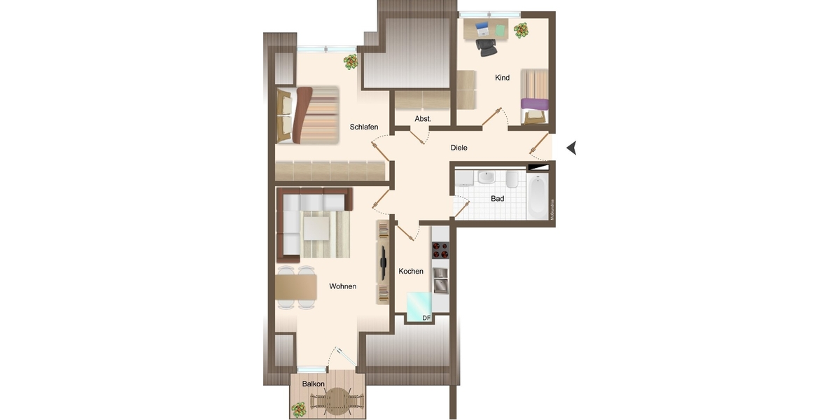 Gut geschnittene 3-Zi.-ETW in Böblingen - Toplage, ruhig und zentrumsnah gelegen - Dachgeschoßwohnung Böblingen Böblingen | Angebot:25852837