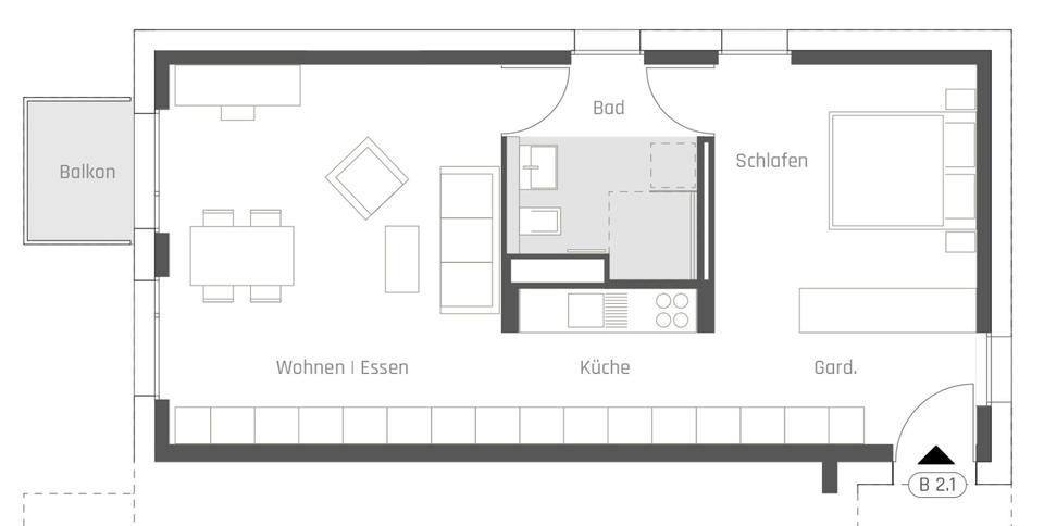 Etagenwohnung Weissach - 2.5 Zimmer, 56 m&sup2;, 1.082&euro; | Angebot:26492685
