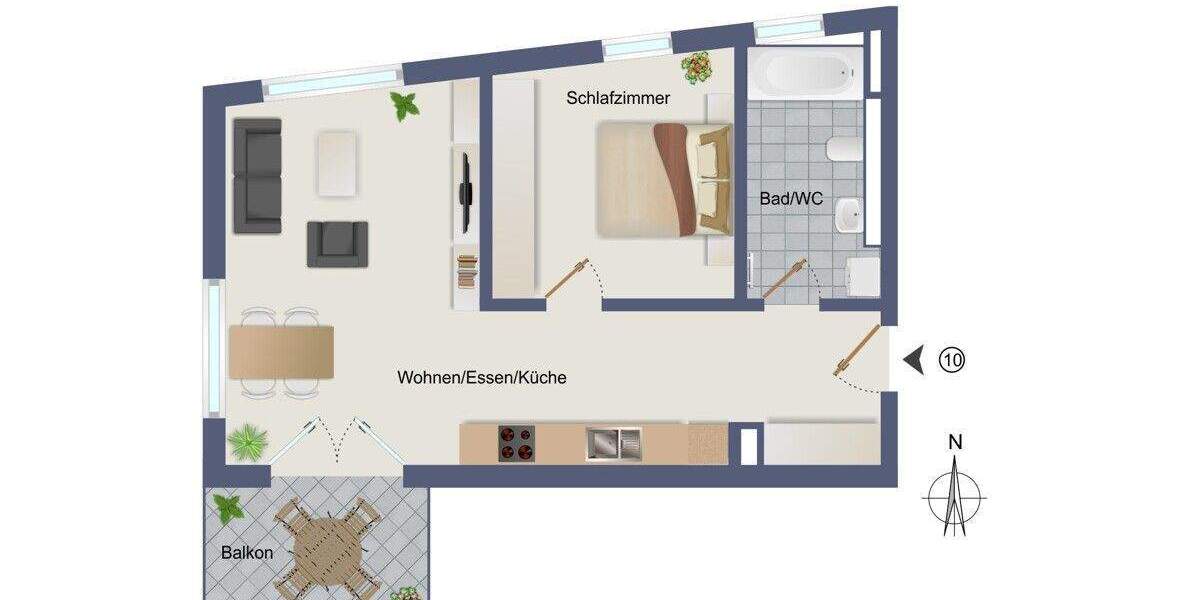 Etagenwohnung Asperg - 2 Zimmer, 56 m&sup2;, 376.500&euro; | Angebot:25779289