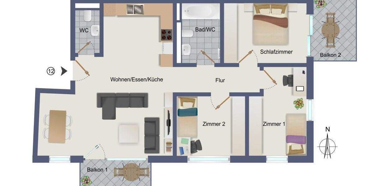 Etagenwohnung Asperg - 4 Zimmer, 83 m&sup2;, 555.500&euro; | Angebot:23961391