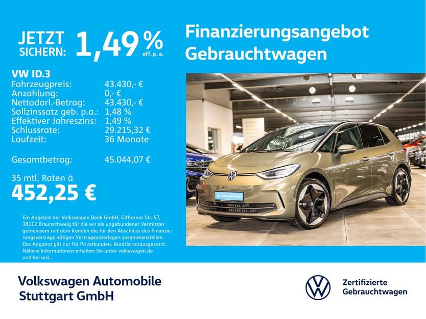 VW ID.3 12.253 km 43.430 € Stuttgart-Feuerbach 70469