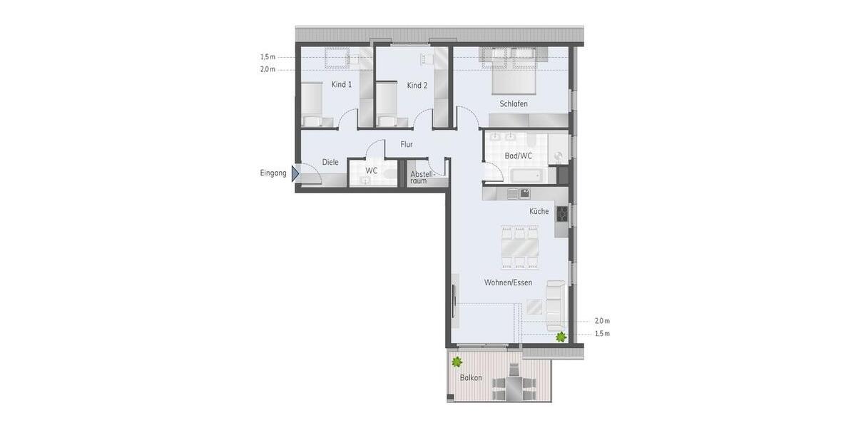 Dachgeschoßwohnung Freiberg am Neckar - 4.5 Zimmer, 98 m&sup2;, 1.480&euro; | Angebot:24818226