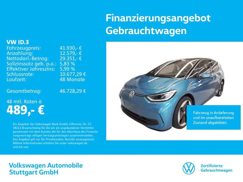 VW ID.3 5.559 km 41.930 € Stuttgart 70469