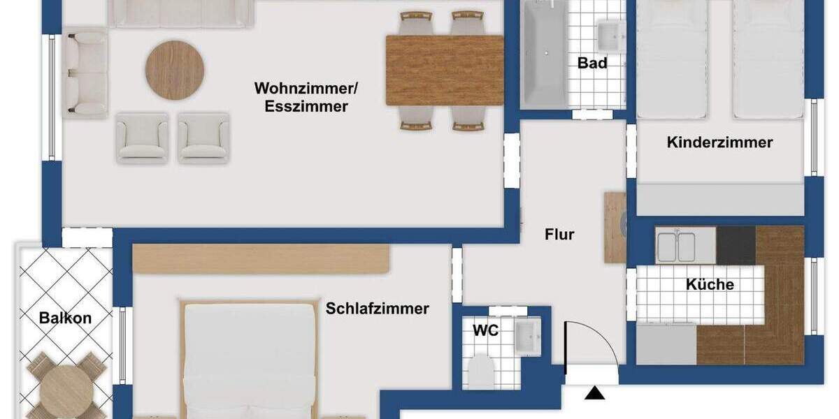 Etagenwohnung Sachsenheim Großsachsenheim - 3 Zimmer, 78 m&sup2;, 225.000&euro; | Angebot:24725998