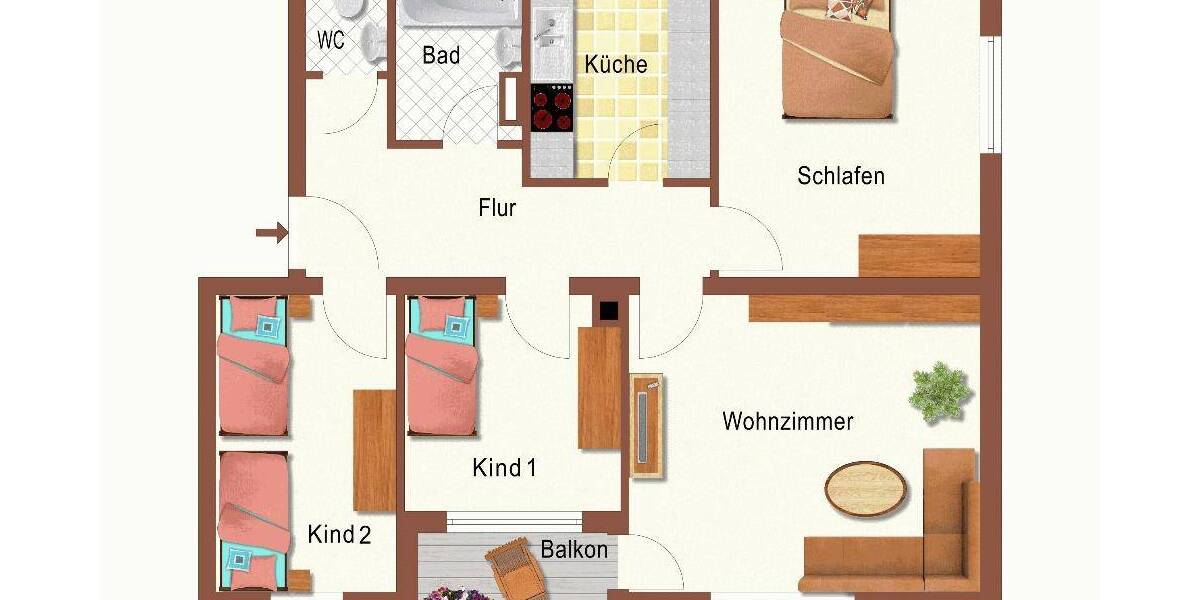 Etagenwohnung Calw Heumaden - 4 Zimmer, 78 m&sup2;, 269.000&euro; | Angebot:26017843
