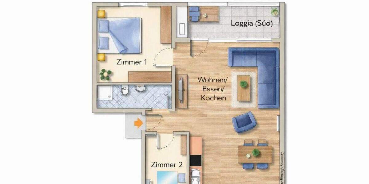 Etagenwohnung Böblingen Böblingen (Stadt) - 3 Zimmer, 58 m&sup2;, 980&euro; | Angebot:25467995