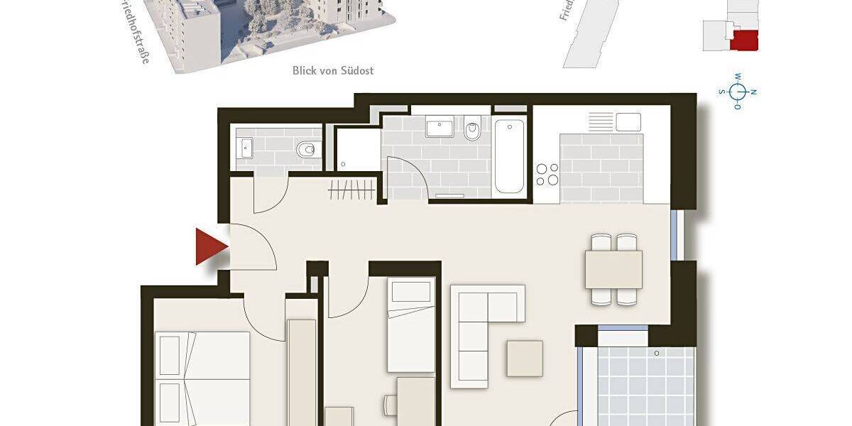 Etagenwohnung Stuttgart Nord - 3 Zimmer, 71 m&sup2;, 580.000&euro; | Angebot:26310314