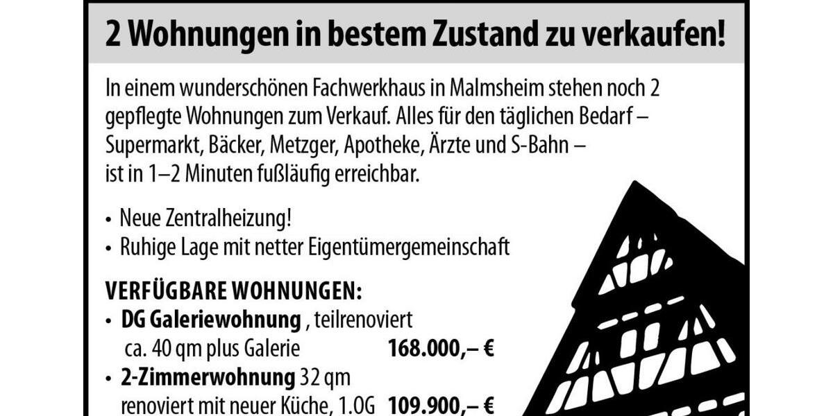 Etagenwohnung Renningen - 2 Zimmer, 32 m&sup2;, 107.900&euro; | Angebot:25721245