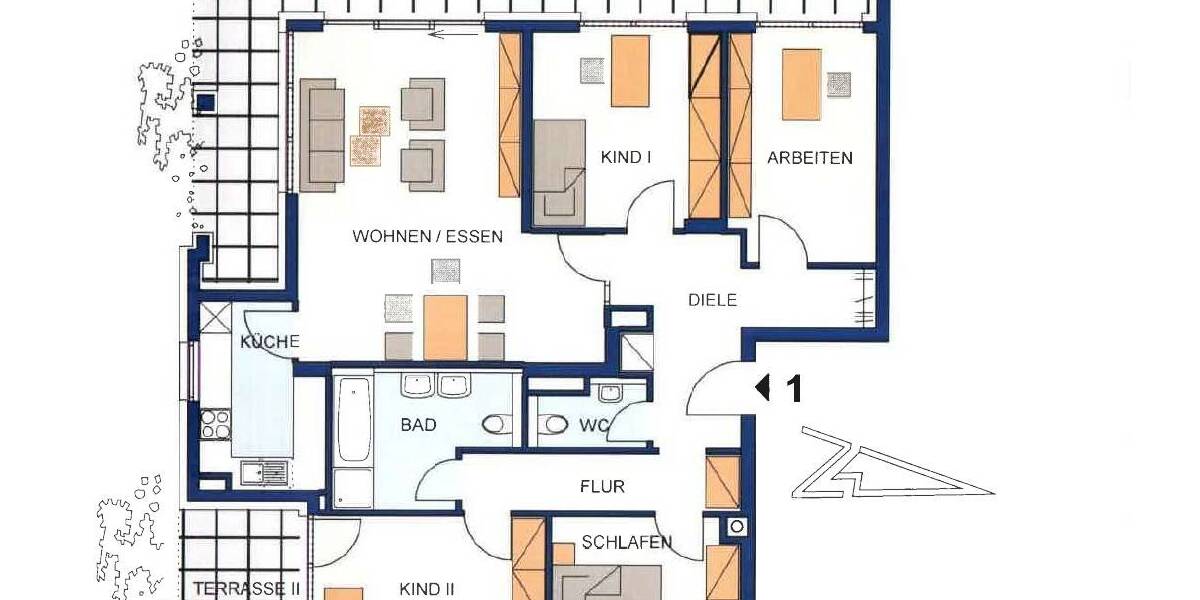 Etagenwohnung Filderstadt Bonlanden - 5 Zimmer, 129 m&sup2;, 649.000&euro; | Angebot:26585509