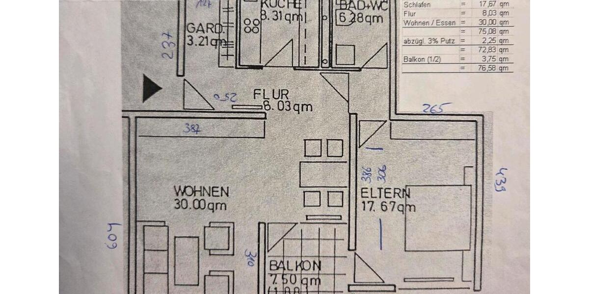 Etagenwohnung Freiberg am Neckar - 2.5 Zimmer, 77 m&sup2;, 285.000&euro; | Angebot:24701329