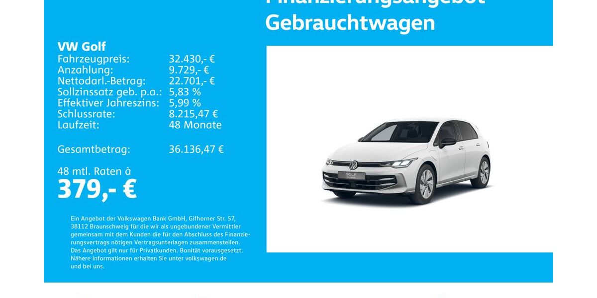 VW Golf 9.466 km 32.830 &euro; Stuttgart-Wangen 70188
