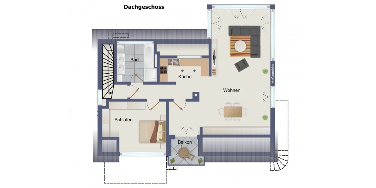 Hochwertige 2½-Zi. DG-Wohnung mit Westbalkon, EBK & Stellplatz - modernes Wohnen in gepflegter Hausgemeinschaft - Dachgeschoßwohnung Schönaich | Angebot:26945980
