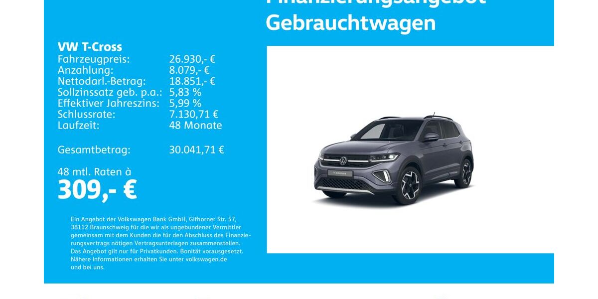VW T-Cross 25.281 km 26.930 &euro; Stuttgart-Wangen 70188