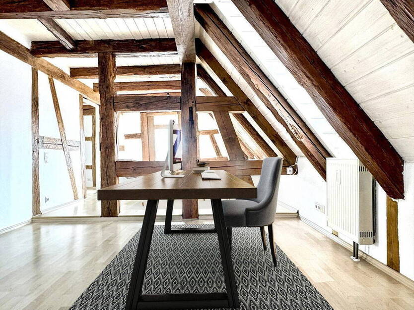 Renningen: Exklusive Maisonette-LoftWohnung im Fachwerkhaus - mit EBK & Tageslichtbad