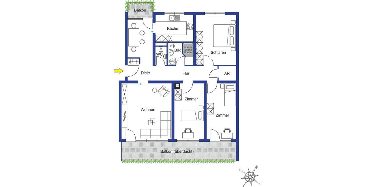 Etagenwohnung Sindelfingen Ost - 4 Zimmer, 111 m&sup2;, 415.000&euro; | Angebot:25695000