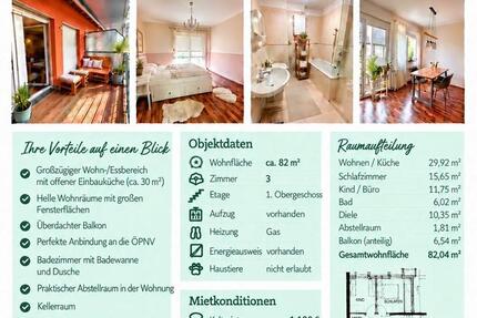 Wohnung Pforzheim Nordstadt - 3 Zimmer, 82 m&sup2;, 1.100&euro; | Angebot:27580476