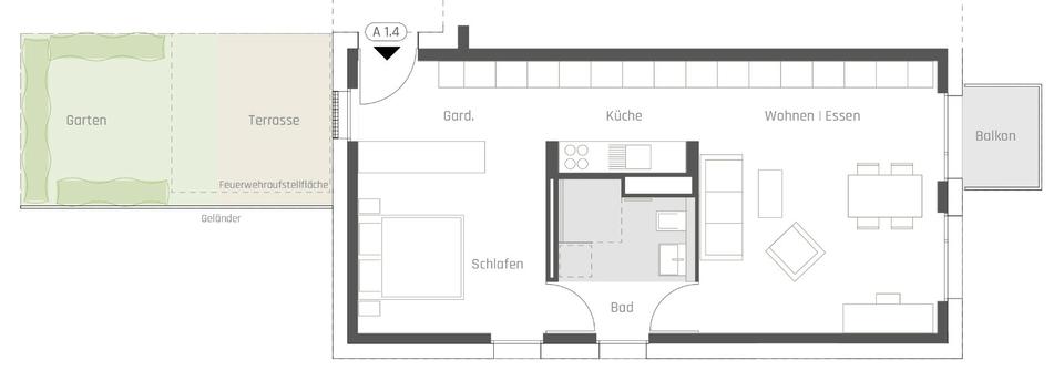 Terrassenwohnung Weissach - 2.5 Zimmer, 59 m&sup2;, 1.150&euro; | Angebot:26496266