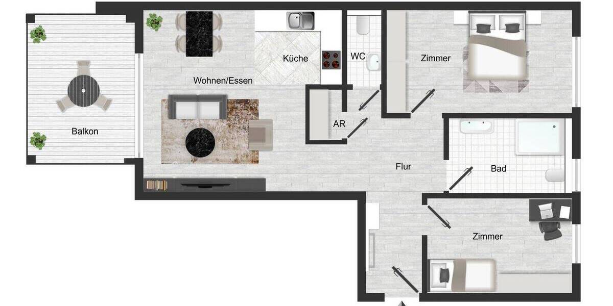 Etagenwohnung Sindelfingen Mitte - 3 Zimmer, 79 m&sup2;, 528.000&euro; | Angebot:26410401