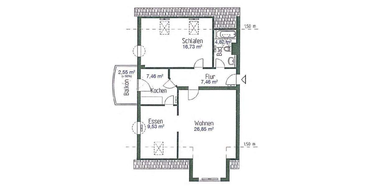 Etagenwohnung Esslingen am Neckar Zell - 3 Zimmer, 75 m&sup2;, 890&euro; | Angebot:25735186
