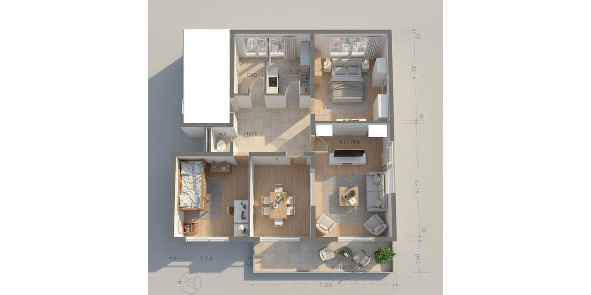 Etagenwohnung Korntal - 4 Zimmer, 93 m&sup2;, 349.000&euro; | Angebot:24807973
