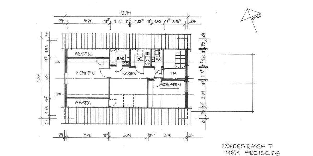 Dachgeschoßwohnung Freiberg am Neckar - 2.5 Zimmer, 44 m&sup2;, 550&euro; | Angebot:24896074