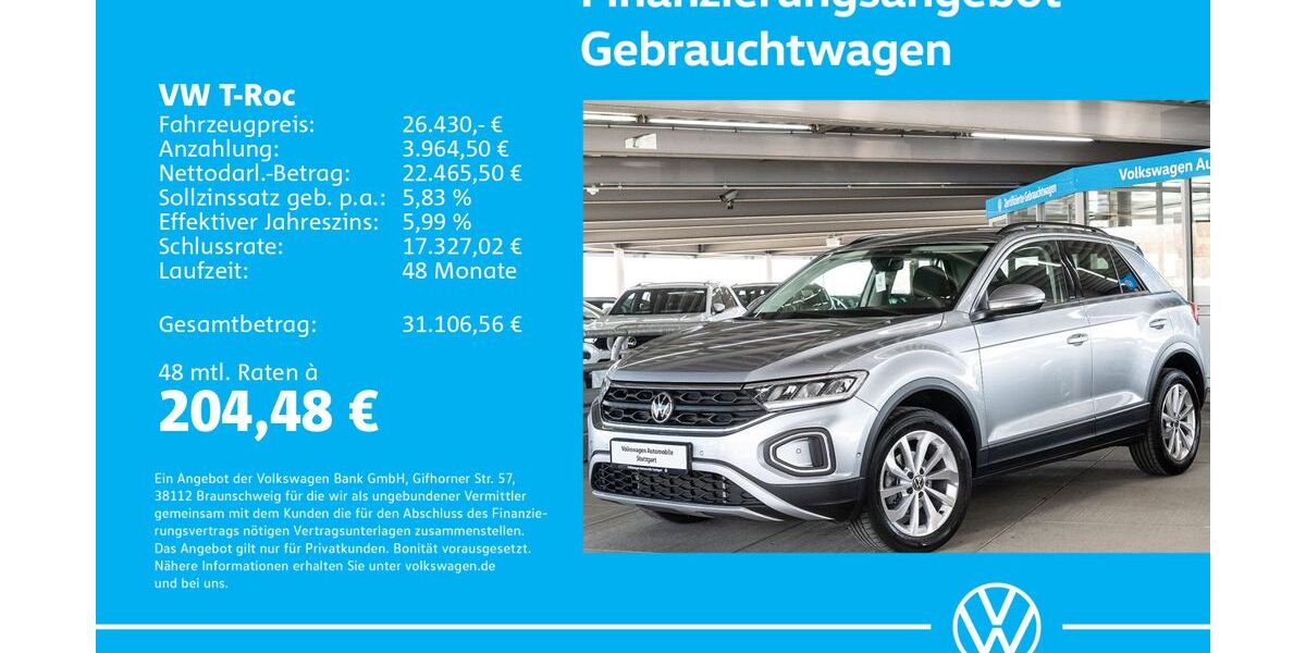 VW T-Roc 11.800 km 26.430 &euro; Stuttgart-Wangen 70188
