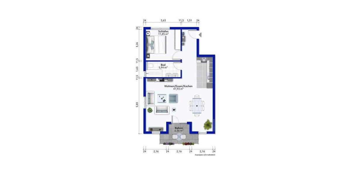 Etagenwohnung Leonberg - 2 Zimmer, 69 m&sup2;, 280.000&euro; | Angebot:25706136