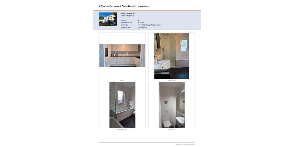Erdgeschoßwohnung Ludwigsburg - 4 Zimmer, 97 m&sup2;, 2.200&euro; | Angebot:27594324