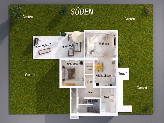 Terrassenwohnung Pforzheim Dillweißenstein - 3 Zimmer, 88 m&sup2;, 453.000&euro; | Angebot:25975795