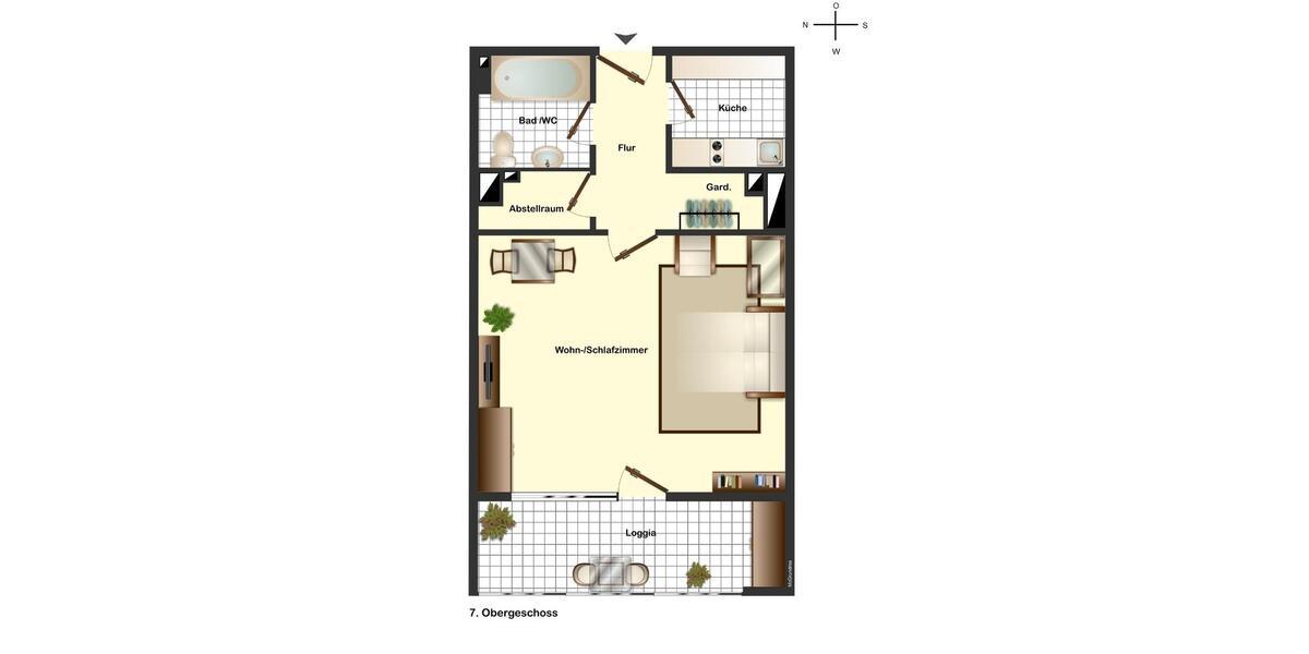 Etagenwohnung Reutlingen Orschel-Hagen - 1.5 Zimmer, 38 m&sup2;, 109.700&euro; | Angebot:27550905