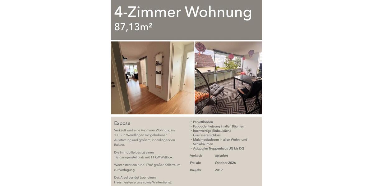 Etagenwohnung Wendlingen am Neckar - 4 Zimmer, 87 m&sup2;, 458.000&euro; | Angebot:26890695