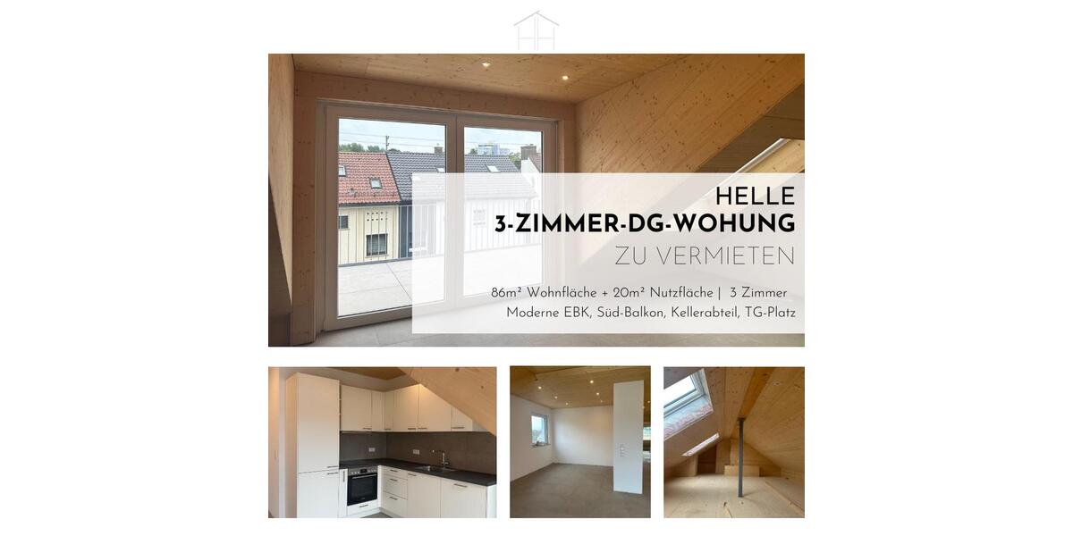 Dachgeschoßwohnung Esslingen am Neckar Pliensauvorstadt - 3 Zimmer, 86 m&sup2;, 1.350&euro; | Angebot:24782182