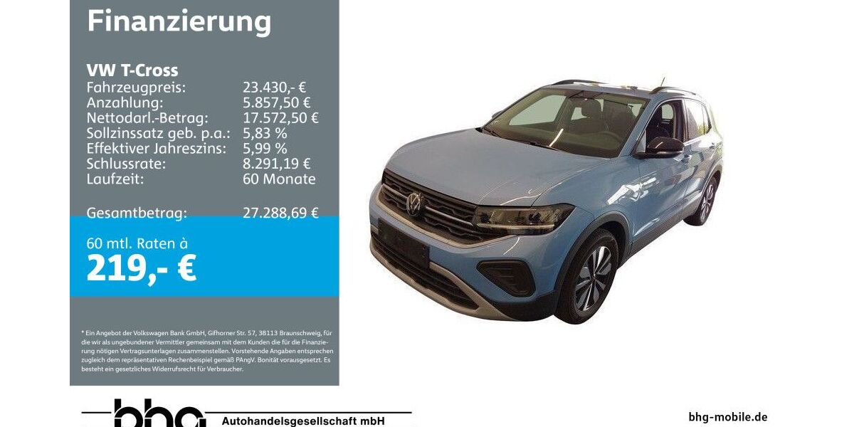 VW T-Cross 6.258 km 23.430 &euro; Metzingen 72555