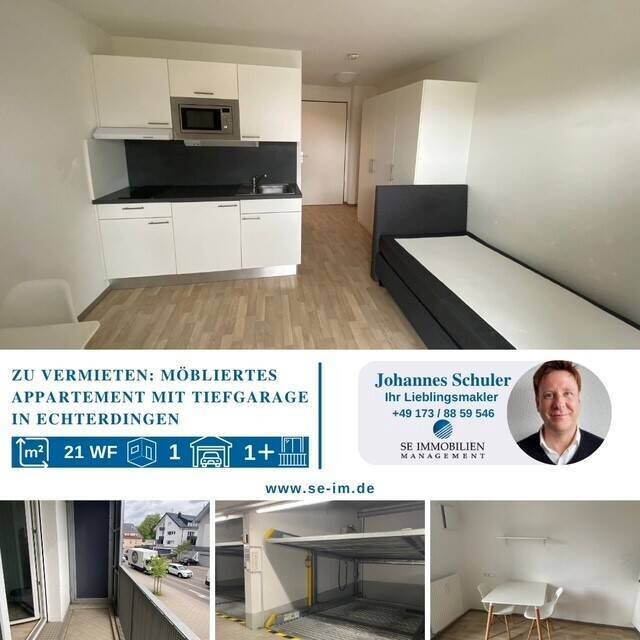 Möbliertes Appartement mit TG, mitten in Echterdingen, nahe BAB und Flughafen, frei ab sofort