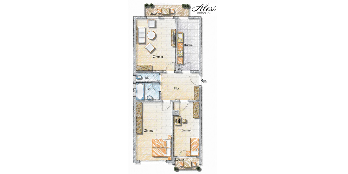 Etagenwohnung Stuttgart Süd - 3 Zimmer, 80 m&sup2;, 340.000&euro; | Angebot:25726987