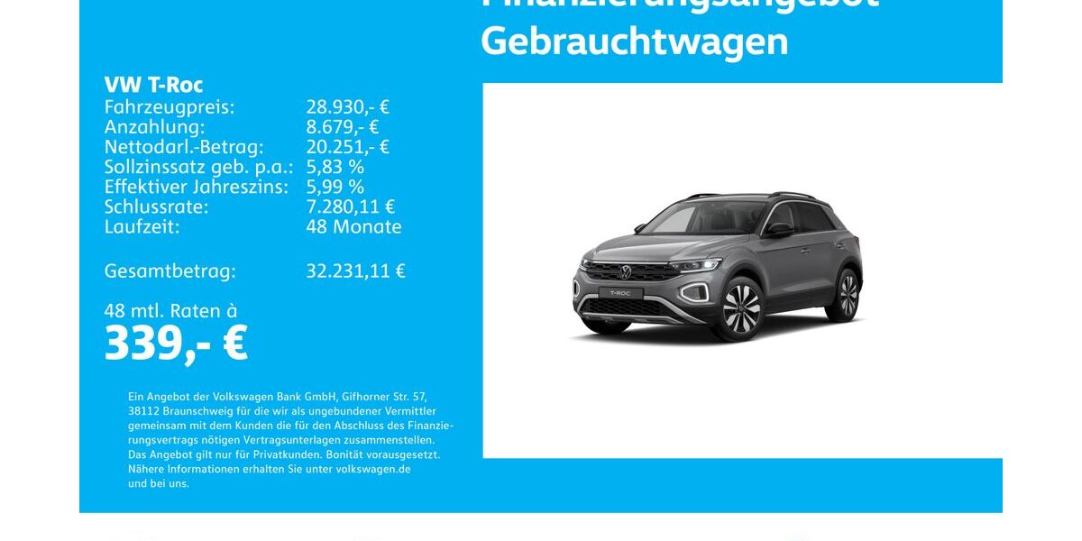 VW T-Roc 21.169 km 28.930 &euro; Stuttgart-Feuerbach 70469