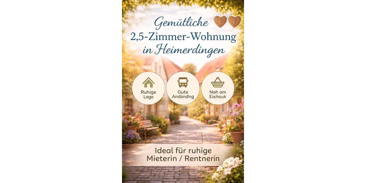 Erdgeschoßwohnung Ditzingen - 2.5 Zimmer, 65 m&sup2;, 900&euro; | Angebot:26024465