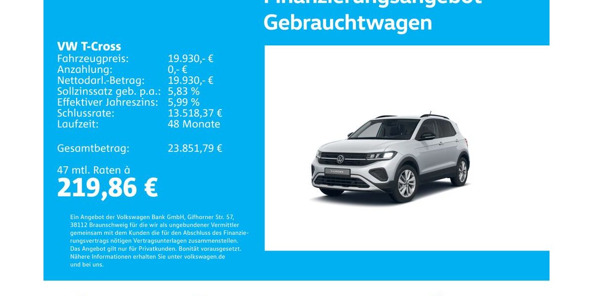 VW T-Cross 20.471 km 19.930 &euro; Stuttgart-Wangen 70188