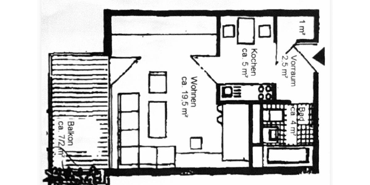 Etagenwohnung Ludwigsburg Hoheneck - 1.5 Zimmer, 35 m&sup2;, 140.000&euro; | Angebot:26465414