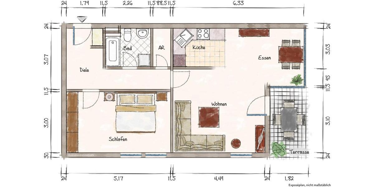 Etagenwohnung Pforzheim Dillweißenstein - 2.5 Zimmer, 66 m&sup2;, 850&euro; | Angebot:25867047