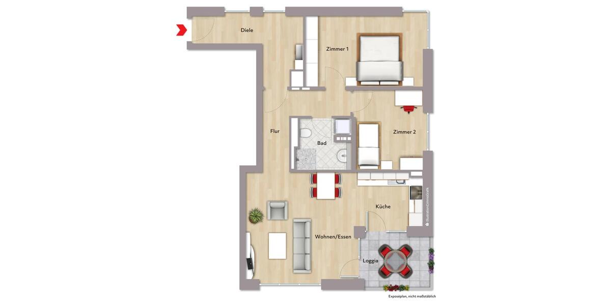 Dachgeschoßwohnung Leonberg - 3 Zimmer, 80 m&sup2;, 1.608&euro; | Angebot:23643269