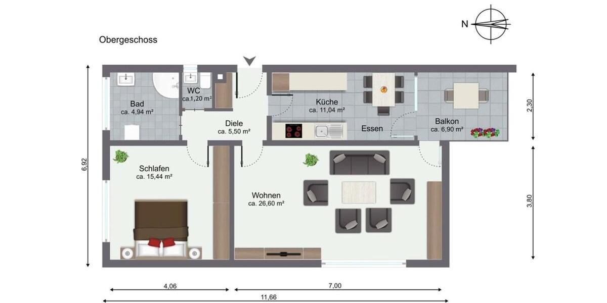 Etagenwohnung Weil der Stadt - 2 Zimmer, 68 m&sup2;, 860&euro; | Angebot:24717085