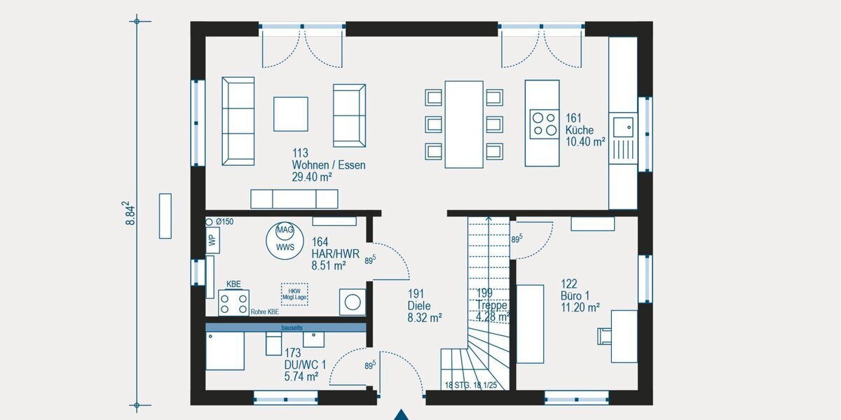 Modernes Einfamilienhaus in Esslingen am Neckar voll unterkellert und mit Bauplatz - Individuell projektiert für Ihre Wohnträume - Einfamilienhaus Esslingen am Neckar Hegensberg | Angebot:27346476