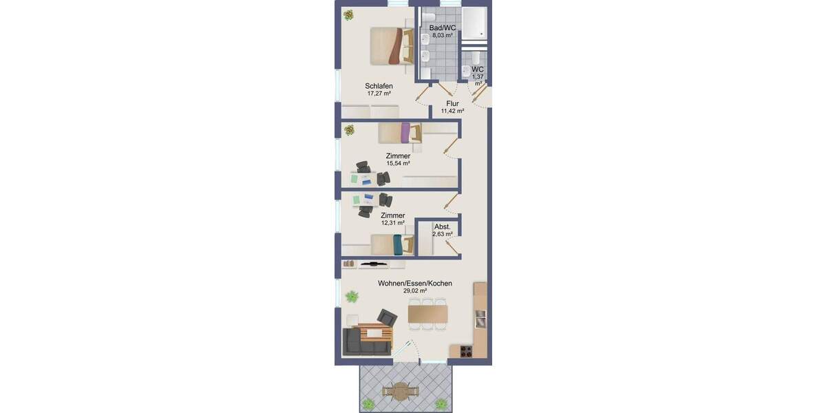Etagenwohnung Rottenburg Ergenzingen - 4 Zimmer, 101 m&sup2;, 477.000&euro; | Angebot:25657335