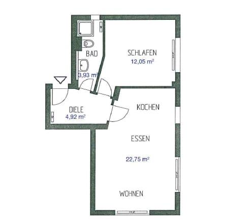 Etagenwohnung Esslingen am Neckar Oberesslingen - 2.5 Zimmer, 44 m&sup2;, 560&euro; | Angebot:26488471
