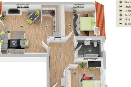 Großzügige 3-Zimmer-Wohnung mit Balkon und Einbauküche in Nürtingen-Raidwangen - Wohnung Nürtingen-Raidwangen Raidwangen | Angebot:24689575