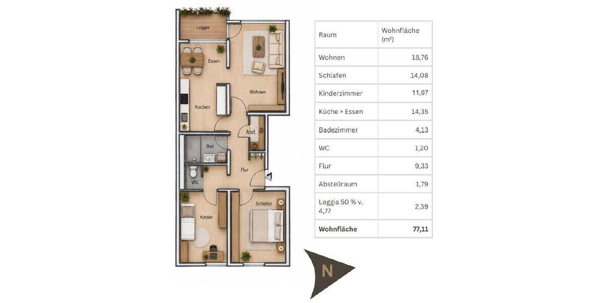 Dachgeschoßwohnung Ludwigsburg Eglosheim - 3.5 Zimmer, 77 m&sup2;, 1.100&euro; | Angebot:27601151