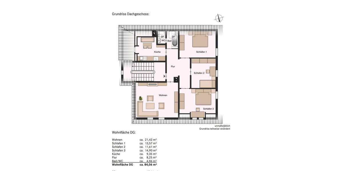 Dachgeschoßwohnung Markgröningen - 4 Zimmer, 84 m&sup2;, 1.050&euro; | Angebot:26481756