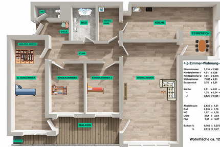 Wohnung Böblingen - 4.5 Zimmer, 122 m&sup2;, 426.200&euro; | Angebot:25547343